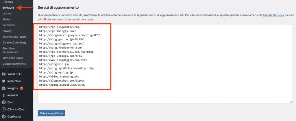 Come Eseguire un Ping wordpress