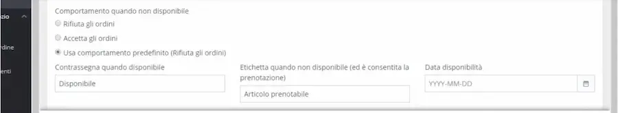 DISPONIBILITà DEI PRODOTTI