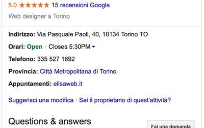 Scheda Google MyBusiness per le attività commerciali