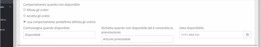 DISPONIBILITà DEI PRODOTTI