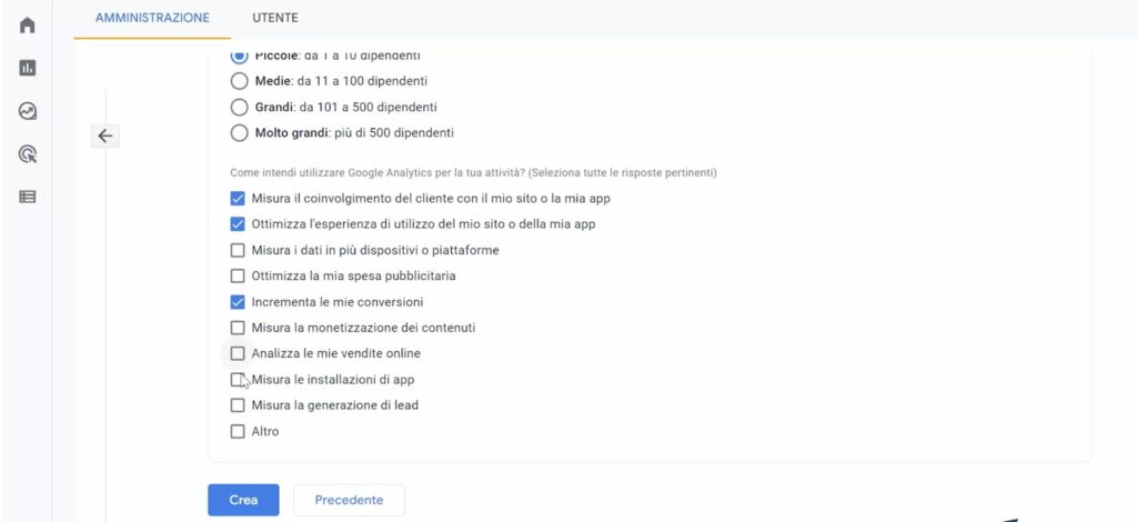Google analytics 4 obbiettivi di monitoraggio