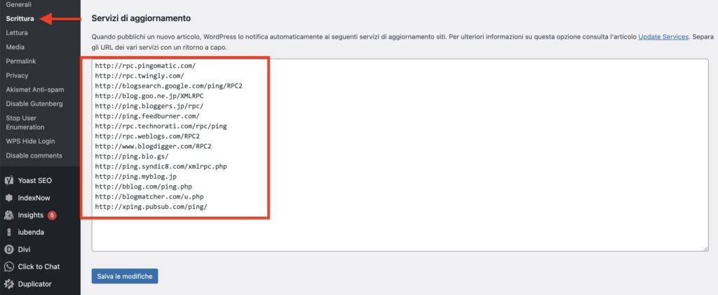 Come Eseguire un Ping wordpress