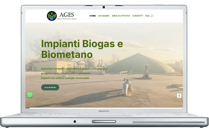 Alternative green energy solutions - AZIENDA SPECIALIZZATA NEL SETTORE DI'IMPIANTI BIOGAS E BIOMETANO. NELL'IMMAGINE LA HOME PAGE DEL SITO WEB REALIZZATO DA ELISAWEB