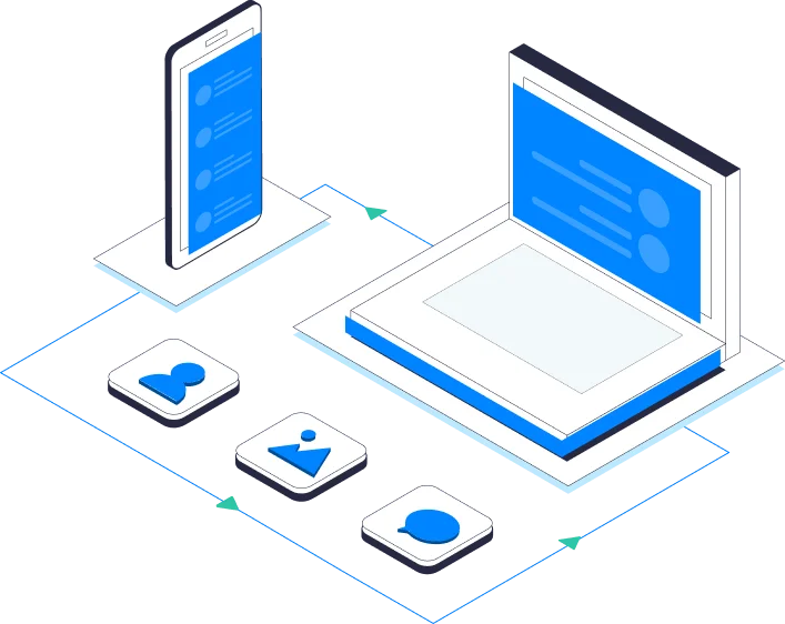 Realizzazione siti web professionali a Torino Realizzazione siti web professionali a Torino – illustrazione responsive su laptop e mobile con elementi di design e comunicazione digitale