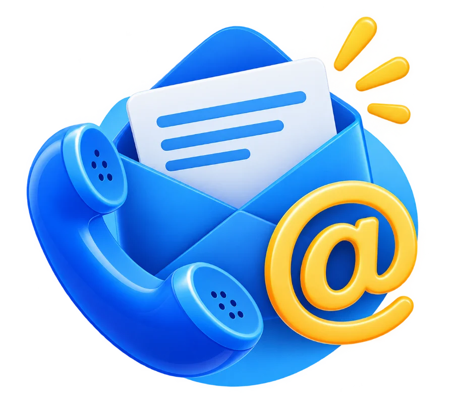 icona di contatti con telefono e mail