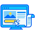 Icona creazione landing page con pulsante di invito all’azione