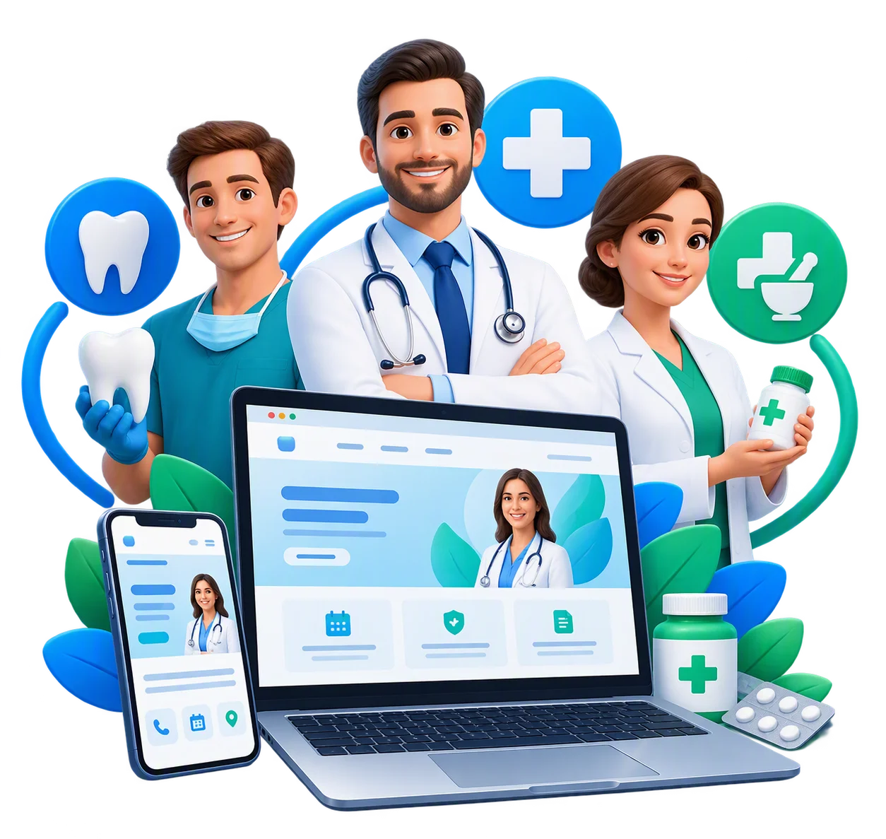 Siti web per medici, dentisti e farmacie: sito responsive dello studio consultabile da computer e smartphone